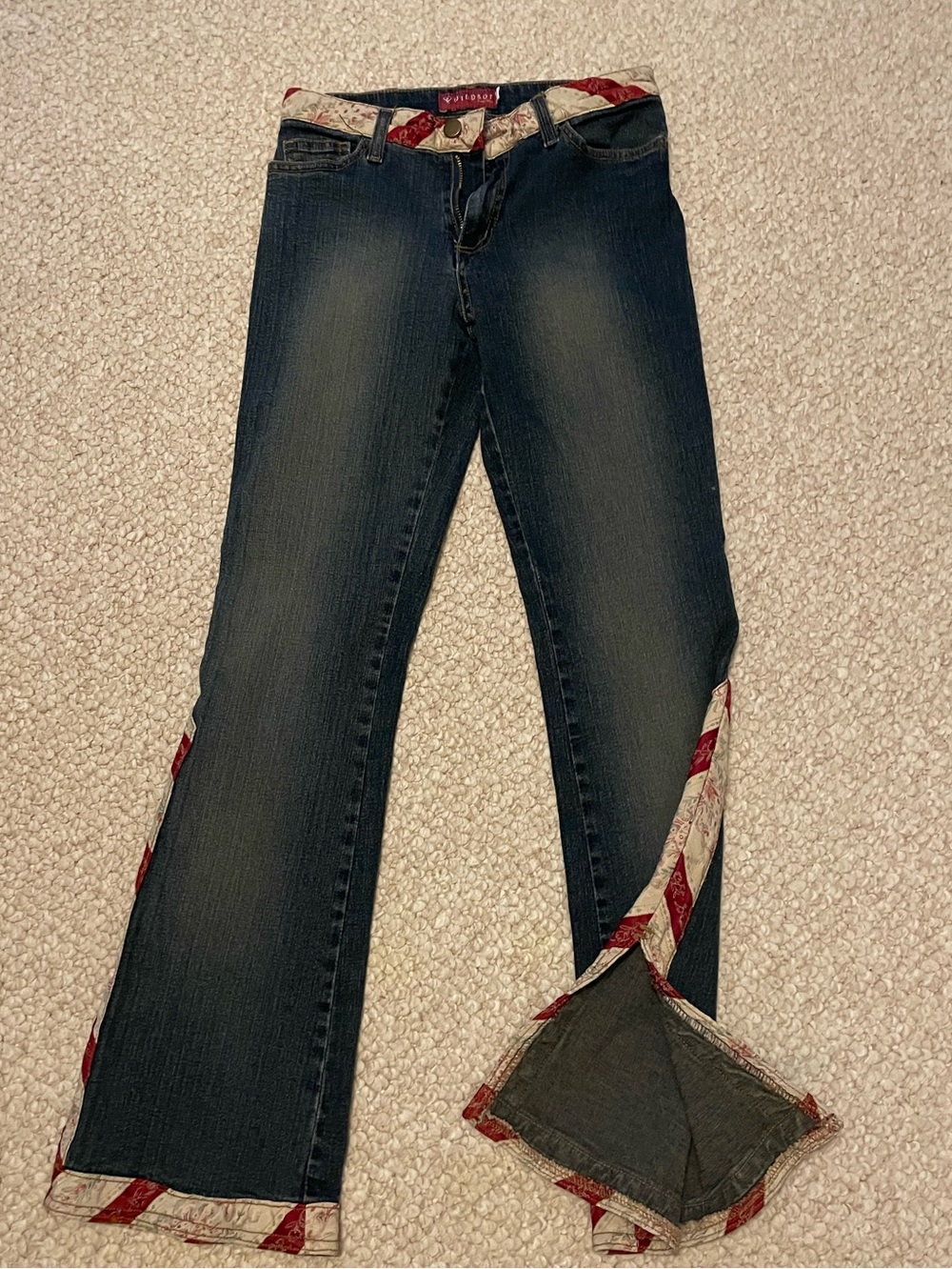 Windsor Dark Blue Flare Jeans with Red & Cream Trim